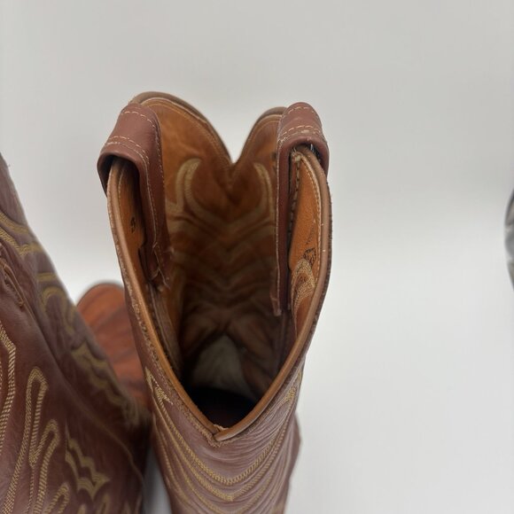 Tony Lama Real Eel Leather Cowboy Boots Brown Men’s Size 9B Western Rodeo Ranch - Picture 10 of 14